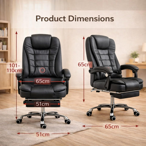 HIHOBDAY Office Desk Chair,Big & Tall Leather Gaming Chair with Footrest,Wide Ergonomic Comfy Executive High-Back Reclining Computer Chair,2-Point
