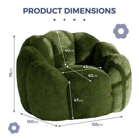 MAXYOYO Floral Shaped Bean Bag Sofa, Includes Filling, Faux Fur Fabric