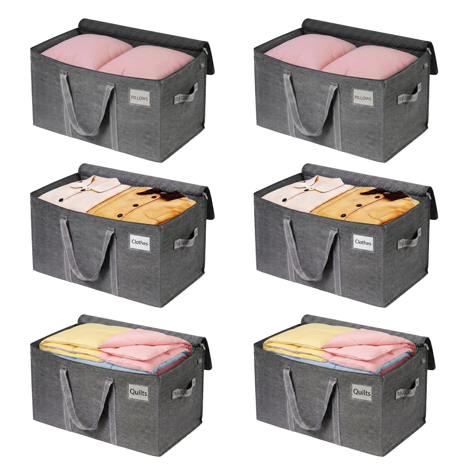 VENO 6 Pack Extra Large Moving Storage Bags with Zips, Heavy-Duty Organizer Tote, Moving Box Alternative, Packing Supplies, Clothes Storage Bin