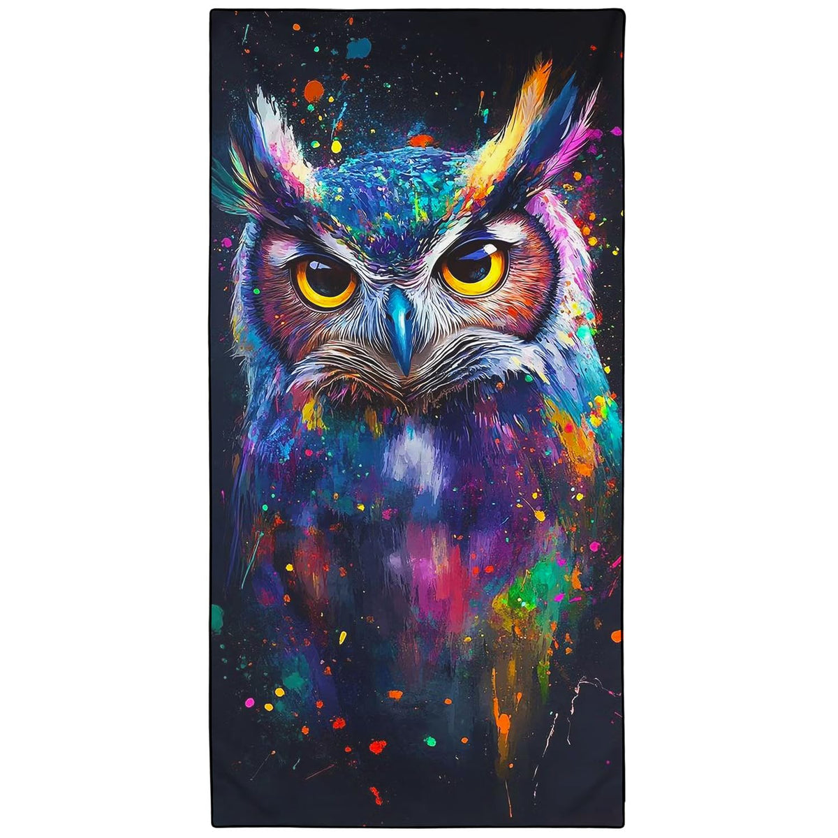 Violetpos Neon Owl Dragon Beach Towel, Extra Large 180x90 cm 250GSM Microfibre, Sand Free Quick Dry