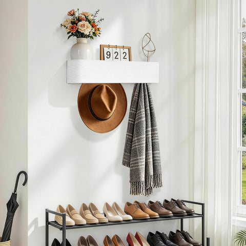 Topfinder Coat Rack with Shelf Wall-Mounted Organizer with 5 Hidden Hooks