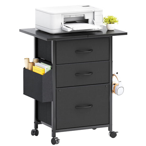 CAIYUN Filing Cabinet with 3 Fabric Drawers, Mobile File Cabinet on Wheels & Adjustable Feet, Rolling Under Desk Cabinet