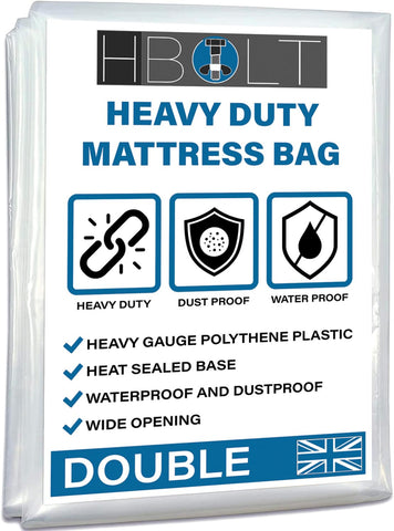H-BOLT Heavy Duty Reusable and Protective Mattress Storage Bag - Ideal For Storing and Moving (Double, 350G Polyethylene)