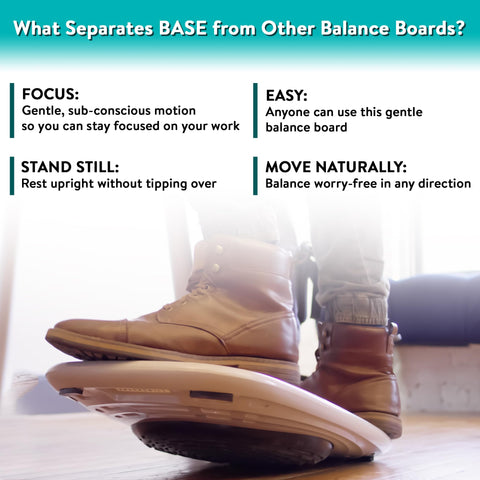 BASE Standing Desk Balance Board – Office Wobble Board with Anti-Fatigue Mat gentle balance board standing desk mat balancing board rocker board