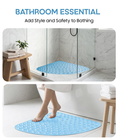 AUNEK Corner Shower Mat Non Slip Anti Mould, 54 x 54cm Premium Quality Inside Shower Mat for Quadrant Bathroom Corners