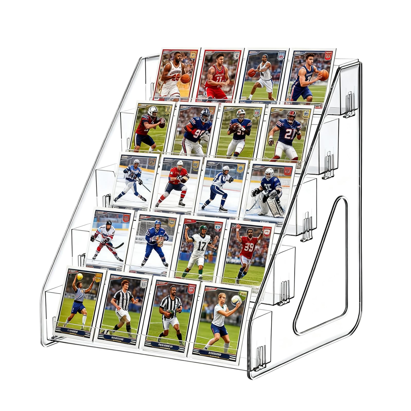 JWShang Card Display Stand, 5-Tier Clear PET Rack for Graded Cards, 1 Pack
