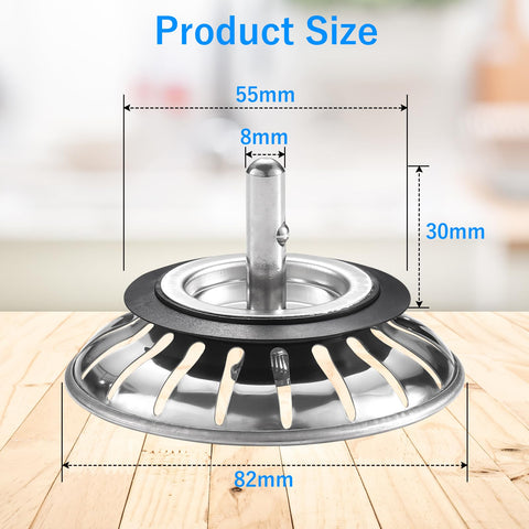 Upgraded Kitchen Sink Plug Strainer Stainless Steel Strainers Sink Plugs Replacement Drain Stopper for Food/Hair Catcher
