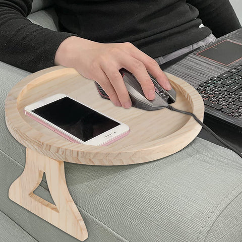 Sofa Arm Tray Table Foldable Sofa Armrest Clip Tray Table Round Couch Armrest Tray Natural Pine Wood Sofa Side Table Sofa Couch Arm Rest Organizer