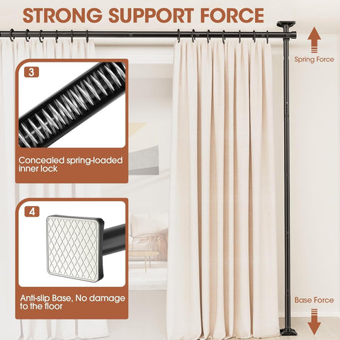 Room Divider No Drilling Curtain Rod Wall Divider for Room Separation