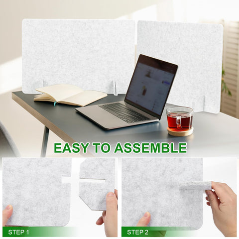 PATIKIL Desk Dividers 60x40cm, 2 Pack Desk Privacy Panel Freestanding Noise Reducing Partition Acoustic Panel with 4Pcs Support Feet for Testing