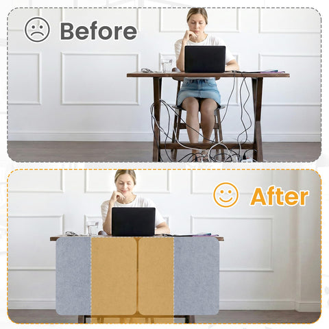 Felt Desk Divider, Clamp-On Privacy Panel, 60 x 60 cm, Light Grey