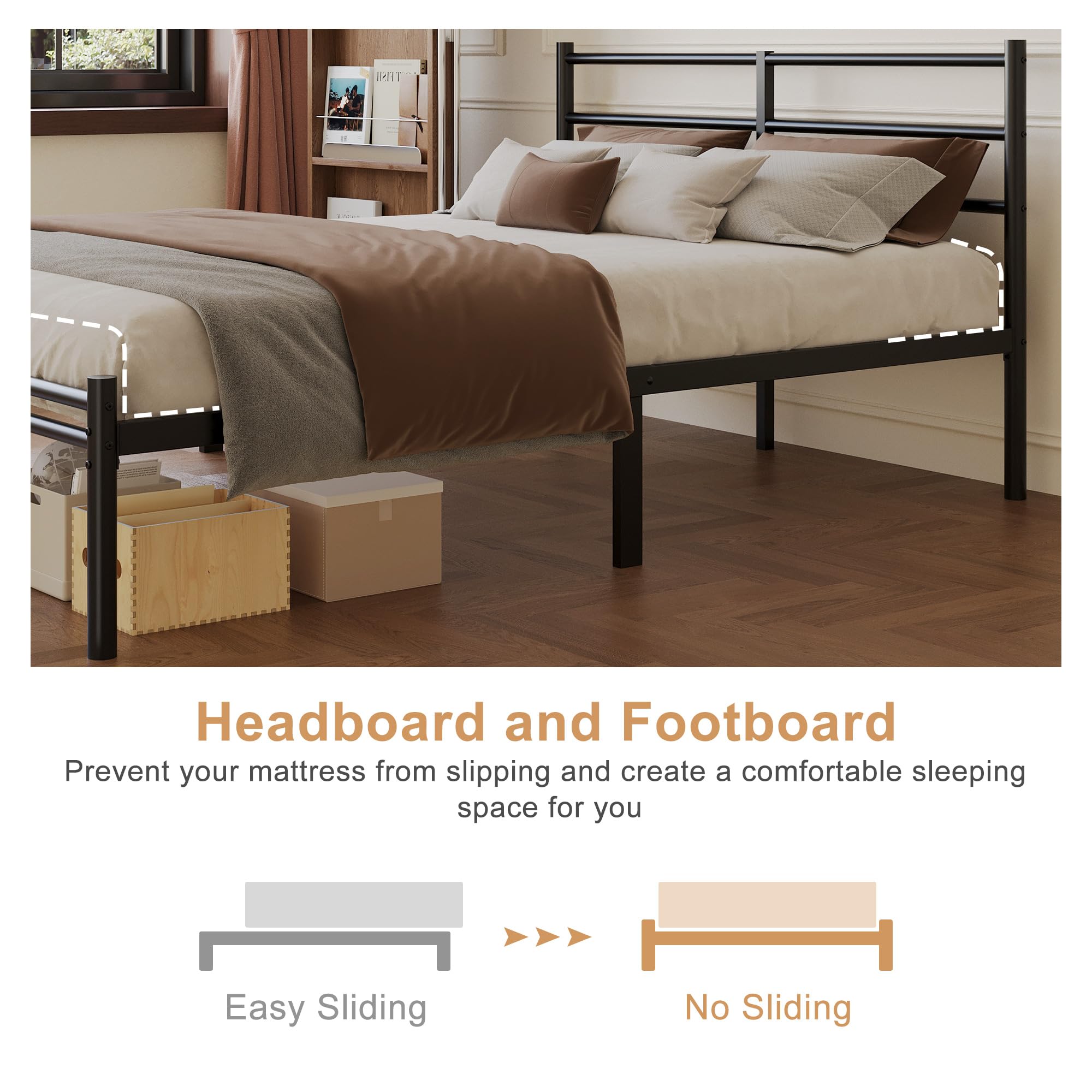Yicensen Double Bed Frame with Headboard and Footboard