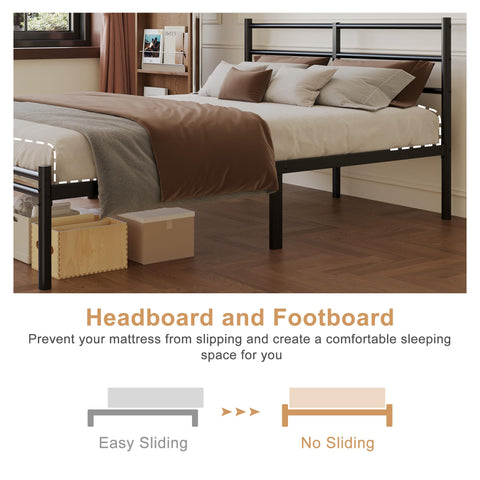 Yicensen Double Bed Frame with Headboard and Footboard
