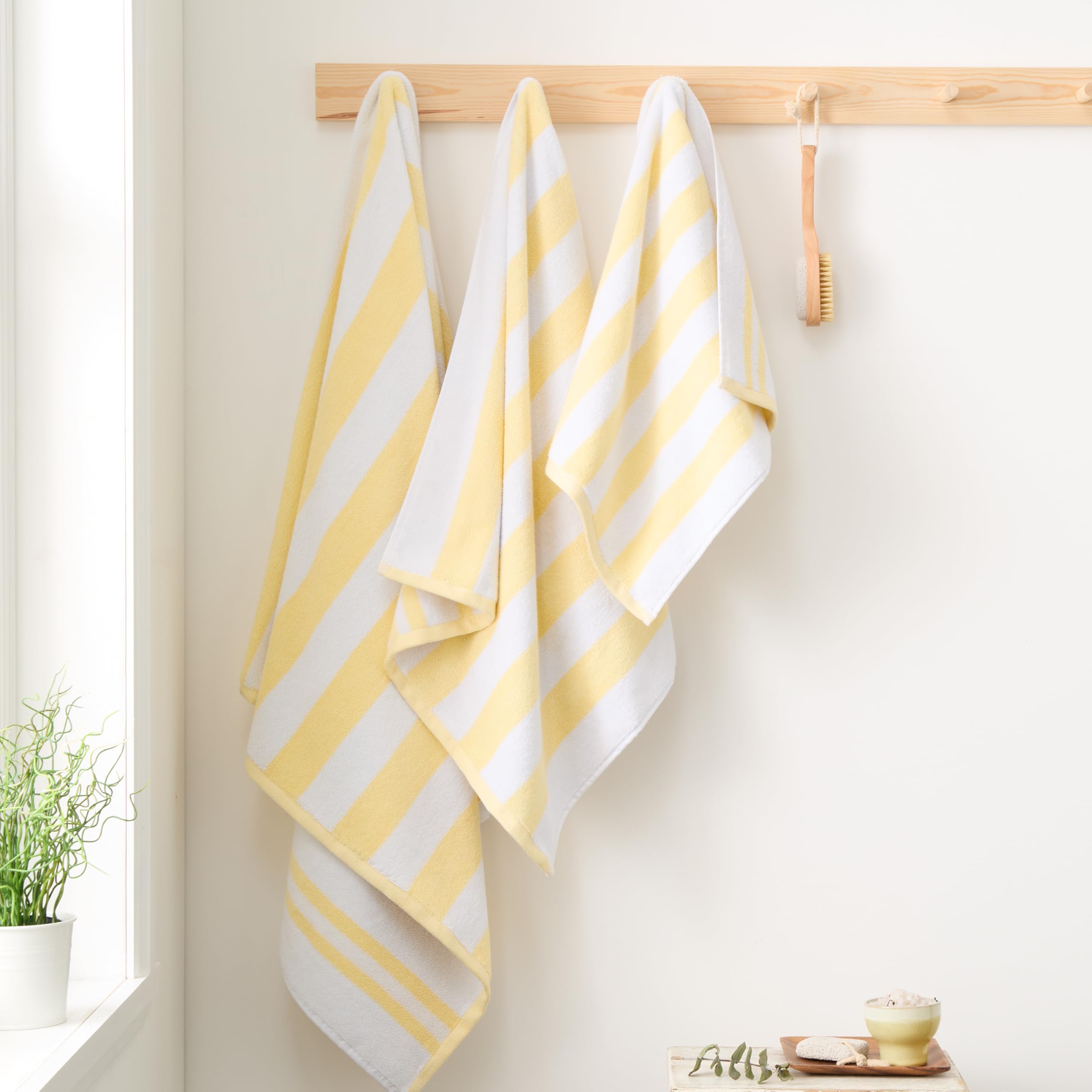 Bianca Reversible Stripe 70x127cm Cotton Jacquard Bath Towel Yellow