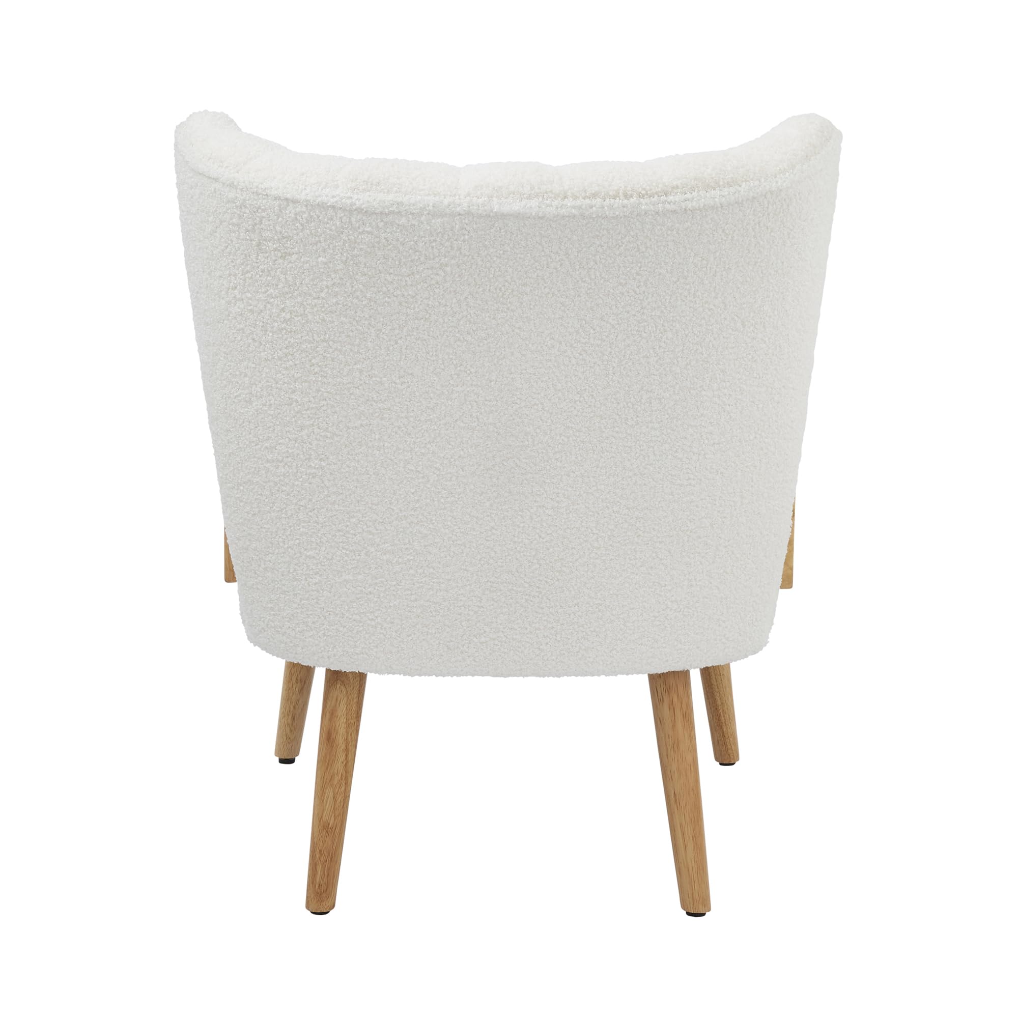 GFW Enzo Cream Teddy Accent Chair, Bouclé Upholstered Armchair with Wooden Arms and Scandi Style Design