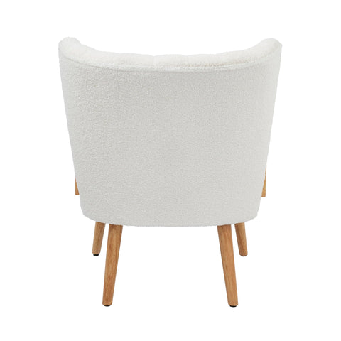 GFW Enzo Cream Teddy Accent Chair, Bouclé Upholstered Armchair with Wooden Arms and Scandi Style Design