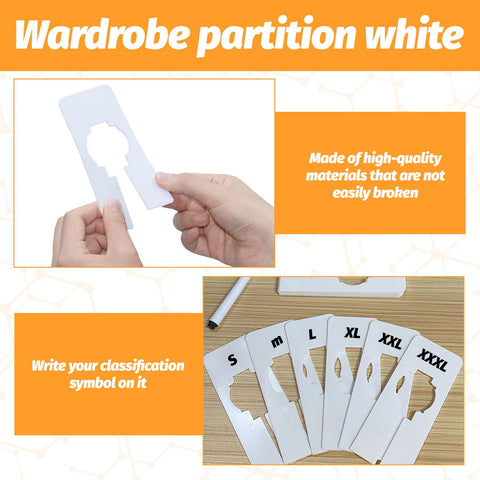 Qianeffort 20PCS Wardrobe Dividers,White Rectangular Hanger Clothing Rail Dividers Rack Size Shelf Dividers,Writable Shelf Divider for wardrobe