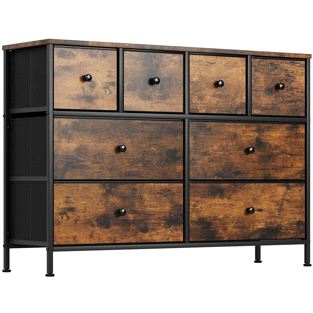Clevich Chest of Drawers with 8 Fabric Drawers, Wooden top Sideboard, Metal Frame, Anti-Tip Design Storage Cabinet for Bedroom