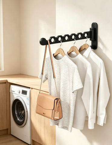 dancrul Wall Mounted Drying Rack Clothing Foldable for Laundry Room, Clothes Drying Rack Folding Indoor, Black 2 Packs