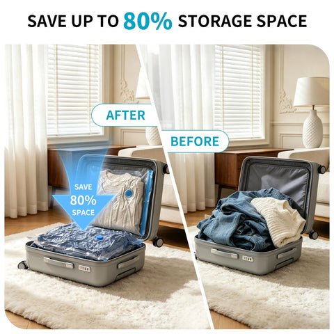 Vacuum Storage Bags with Electric Pump,20 Pack Vacuum Pack Bags for Clothes,Save 80% Space for Travel Luggage&Home Organization,Vacuum Compression
