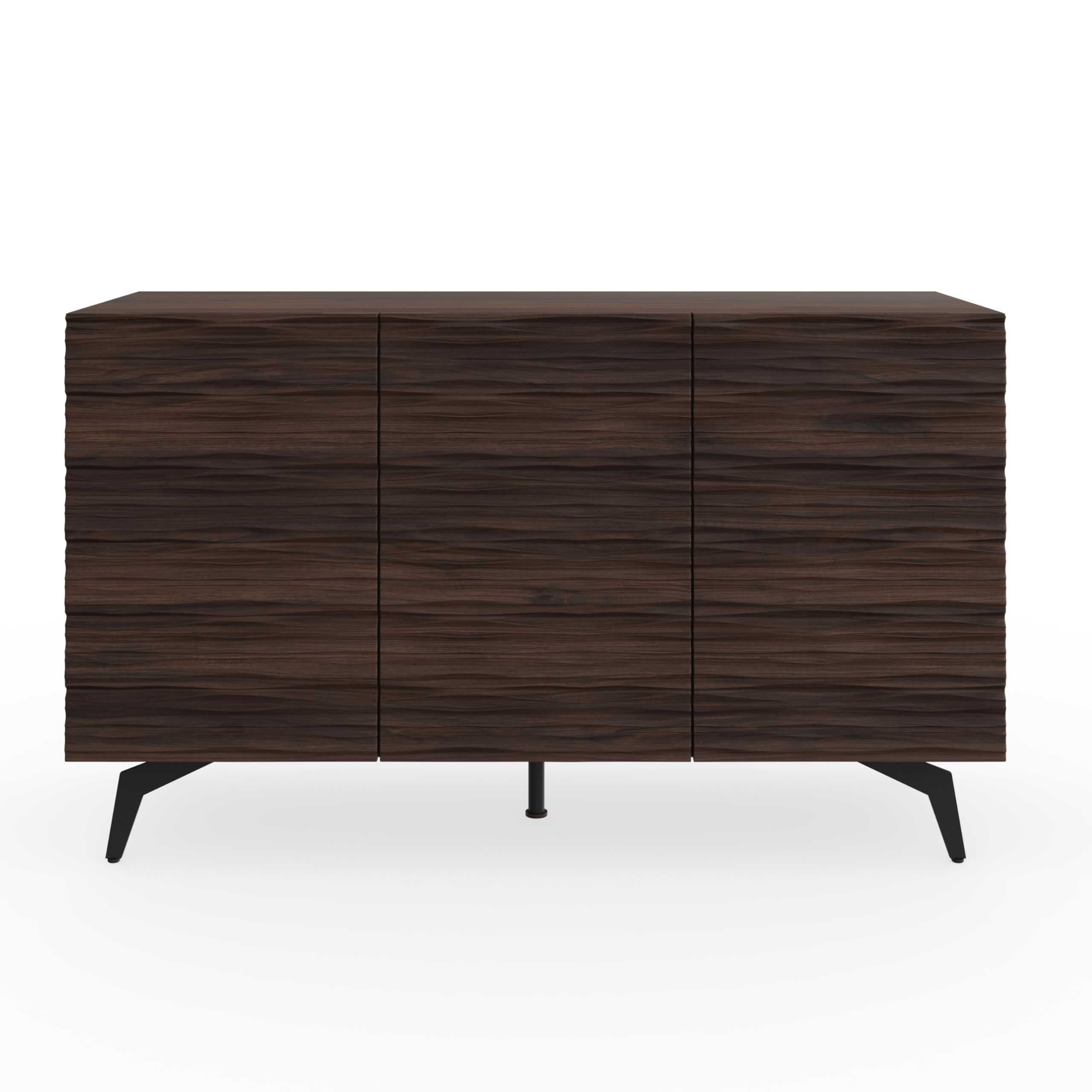 GFW Bantham Large Sideboard For Living Room. Modern Wooden Sideboard With Textured Finish, Walnut, H72.cm x W106cm x D39cm