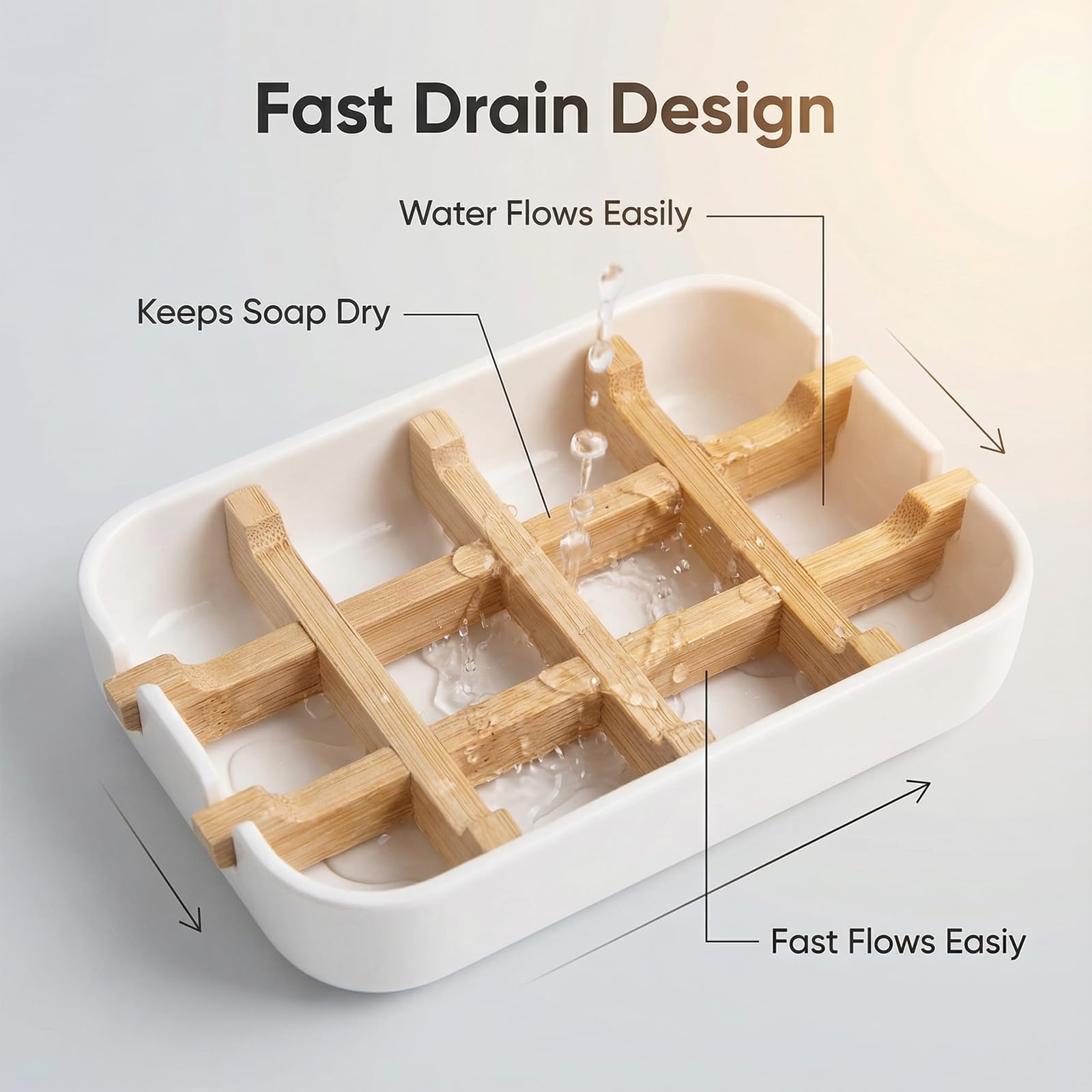 Ninebendstreams Bamboo Fiber Soap Holder and Soap Dish Combination