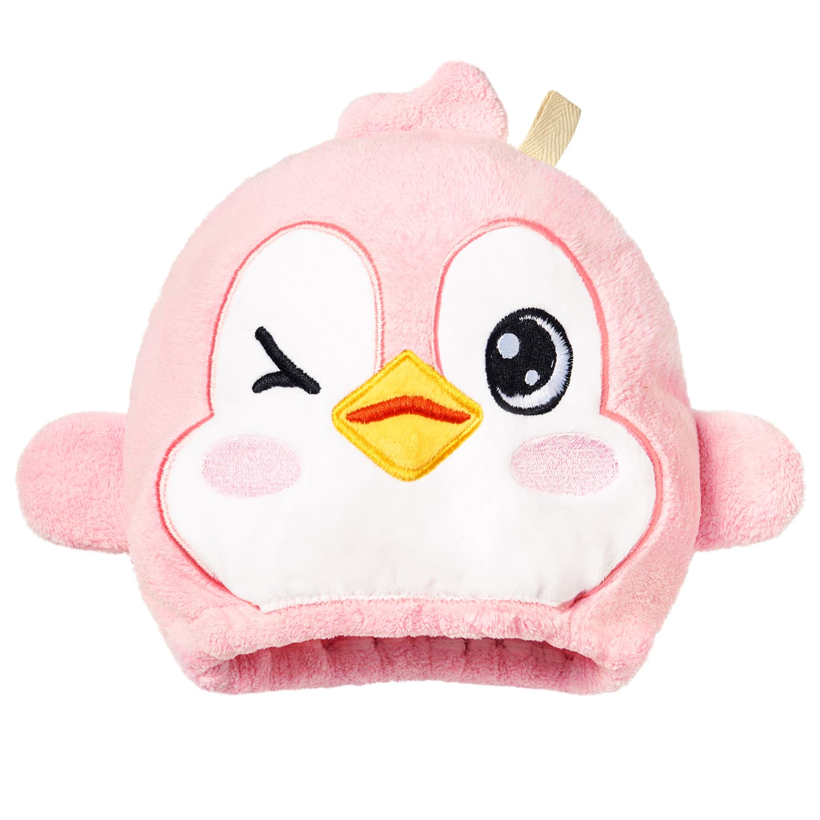 WAWSAM Kids Hair Towel Wrap Penguin, Microfibre Hair Turban Towel for Girls Boys, Fast Drying Hair Wrap with Button