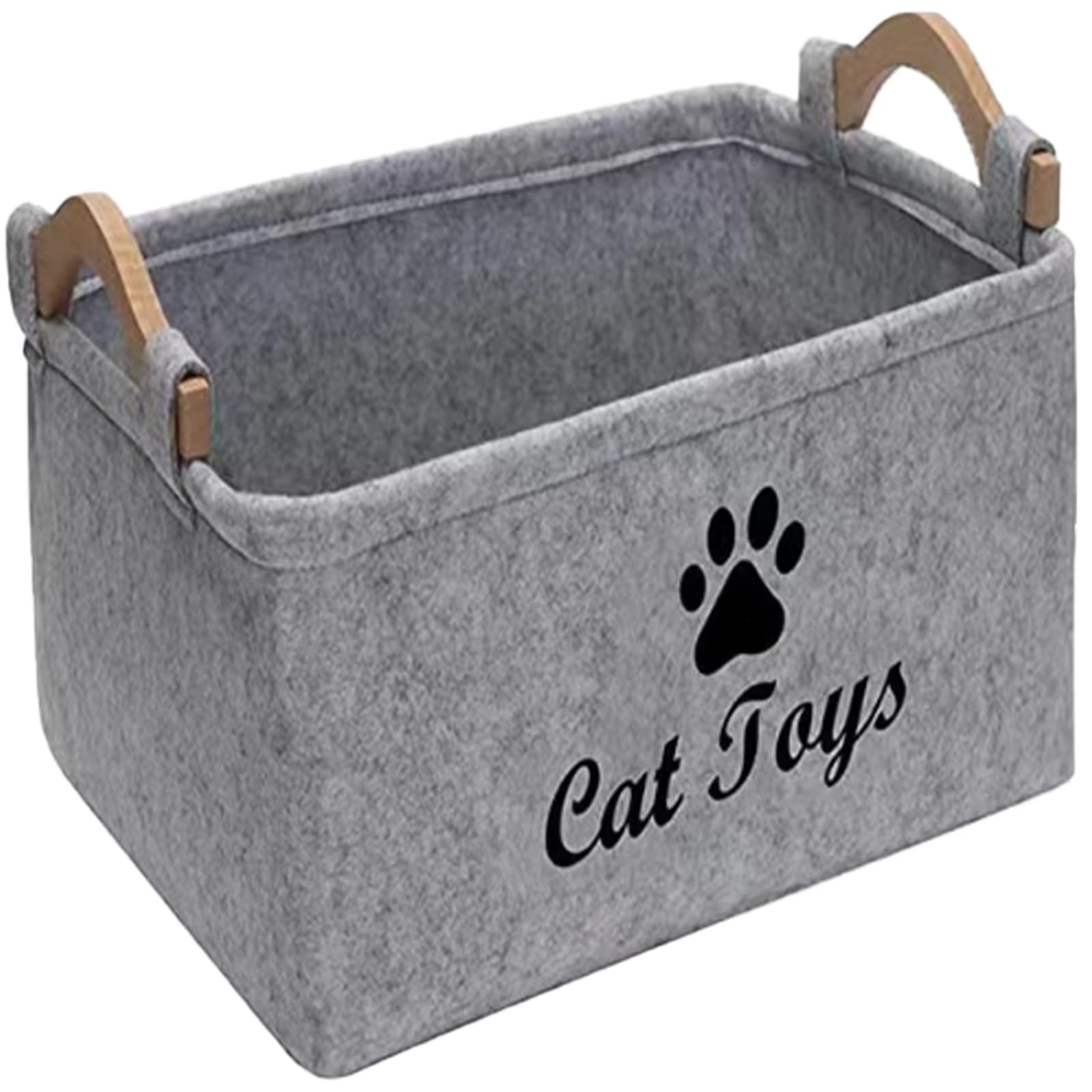 Tbczvx Cat Toy Box, Grey Felt Storage Basket for Cat Toys, 38*25*18cm Cat Toy Basket for Home Use Durable Cats Toy Basket Suitable for Organizing Pet