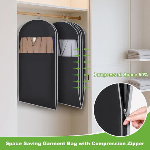 KEEGH Space Saving Suit Covers and Garment Bag with Self Comression Zipper