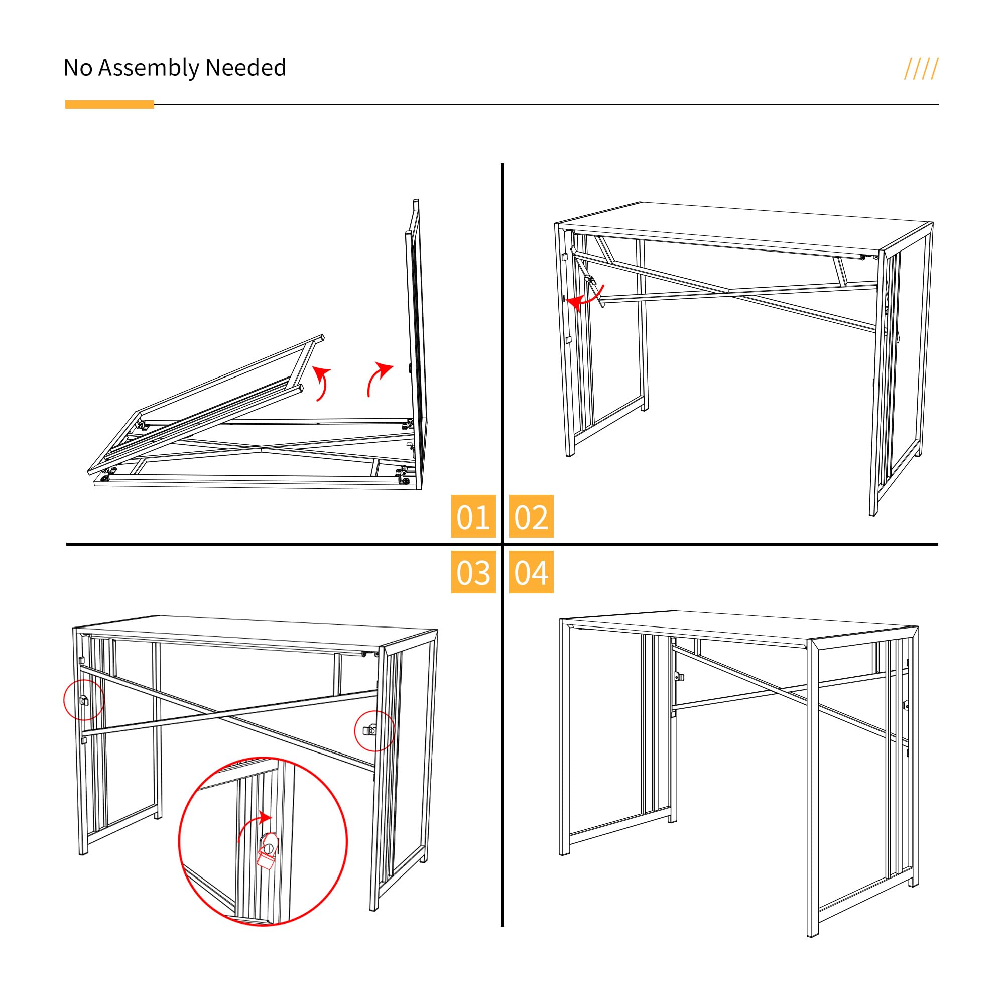 Lutown-Teen 90 cm Small Folding Desk No Assembly Required, Grey