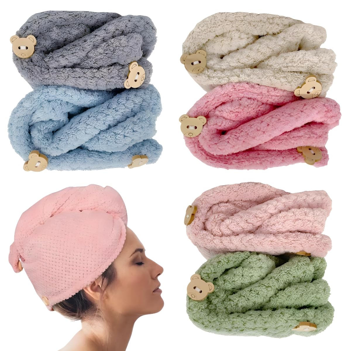 Duncan Duck Microfibre hair towel, Quick dry towel, A textured microfibre hair towel wrap