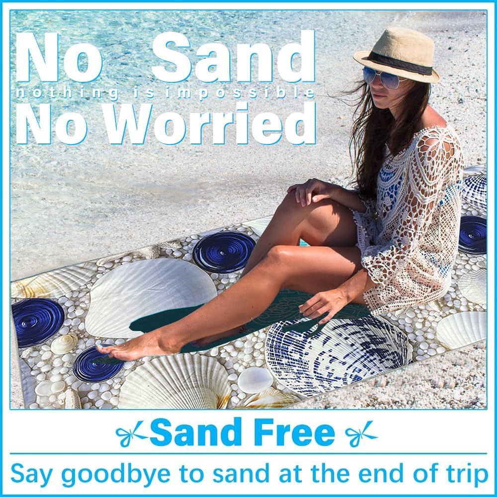 JAODFK 2 Pcs Microfibre Beach Towel 71"X32" Quick Dry Shell Lightweight Sand Free Extra Large Thin Towels Travel Essentials For Adults Womens Swim