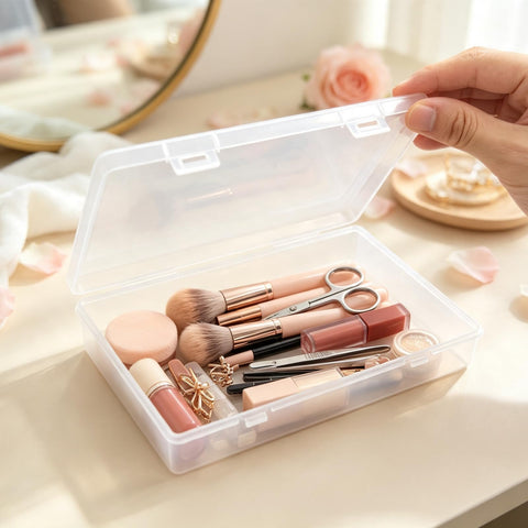 Goodma 6 Pieces Rectangular Empty Mini Clear Plastic Organizer Box