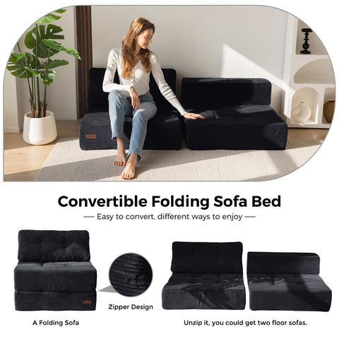 MAXYOYO Folding Sofa Bed, Convertible Sofa Bed with High-Density Support Foam, Portable 4 in 1 Fold Out Chair to Floor Lounger