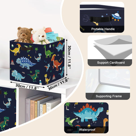 Clastyle 3 pcs Dinosaur Cube Storage Boxes for Shelves Kallax Boxes