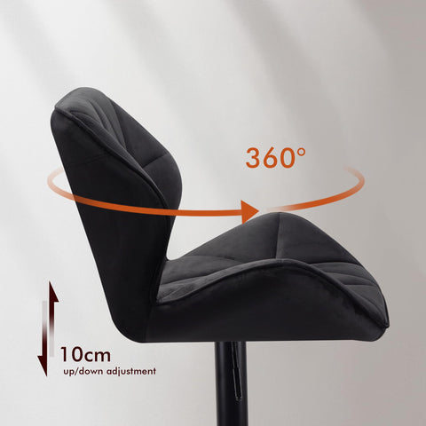 WangPangzi Set of 2 Velvet Bar Stools, Adjustable High Barstool with Footrest, Counter Chairs for Kitchen Islands/Home Bar