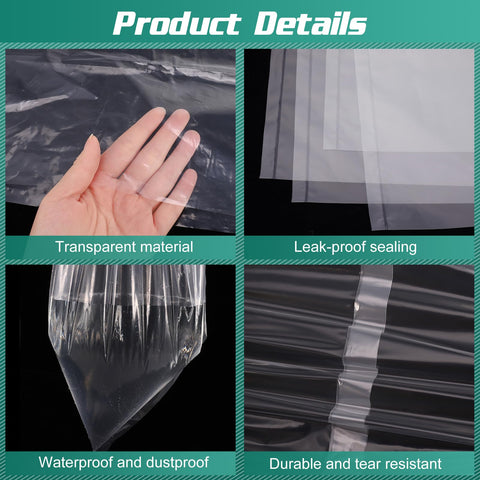 saerryor 10 Pcs Giant Clear Plastic Storage Sacks Heavy Duty