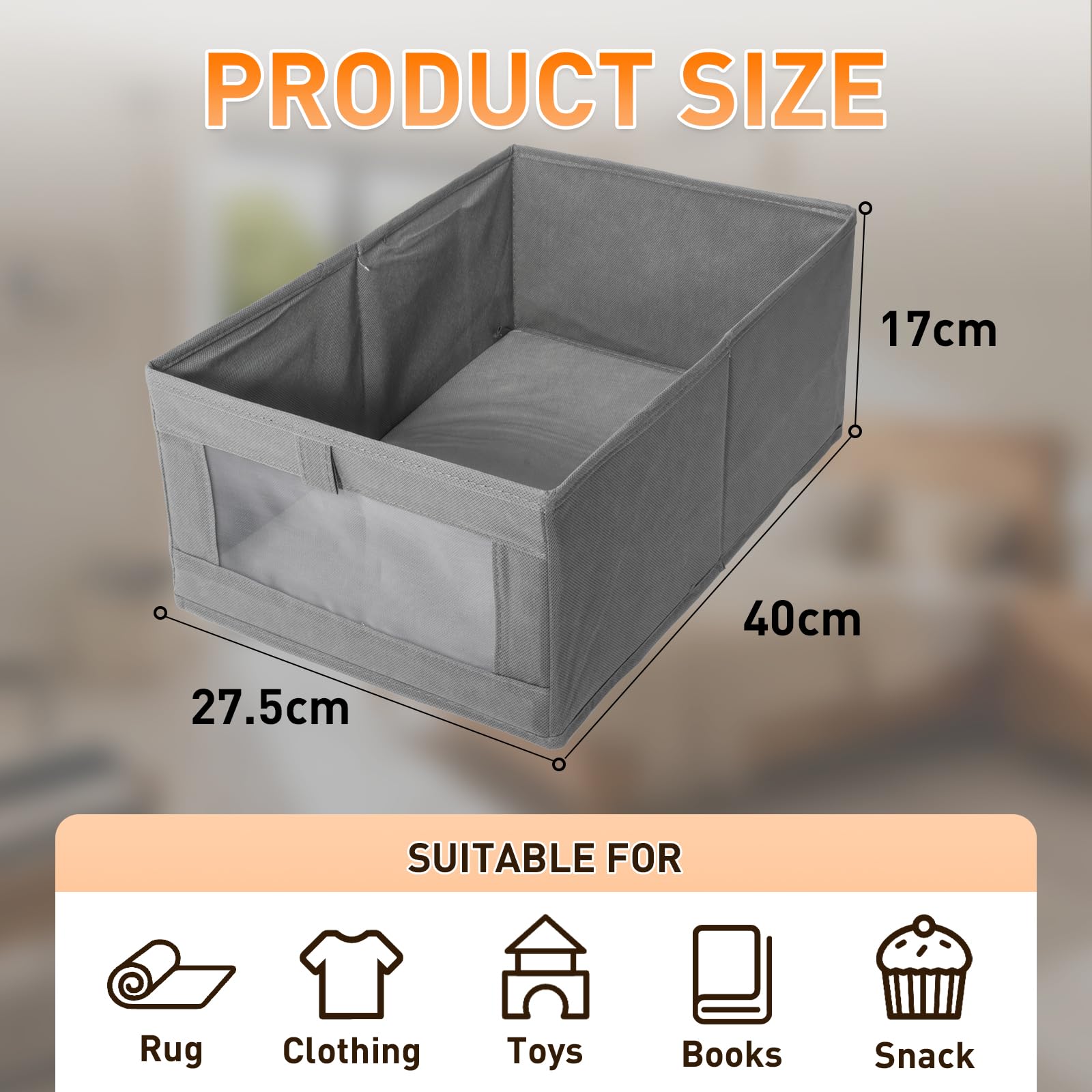 lisetar 4 Pack Foldable Linen Wardrobe Storage Organiser with Clear Window — Clothes Organiser for Wardrobe