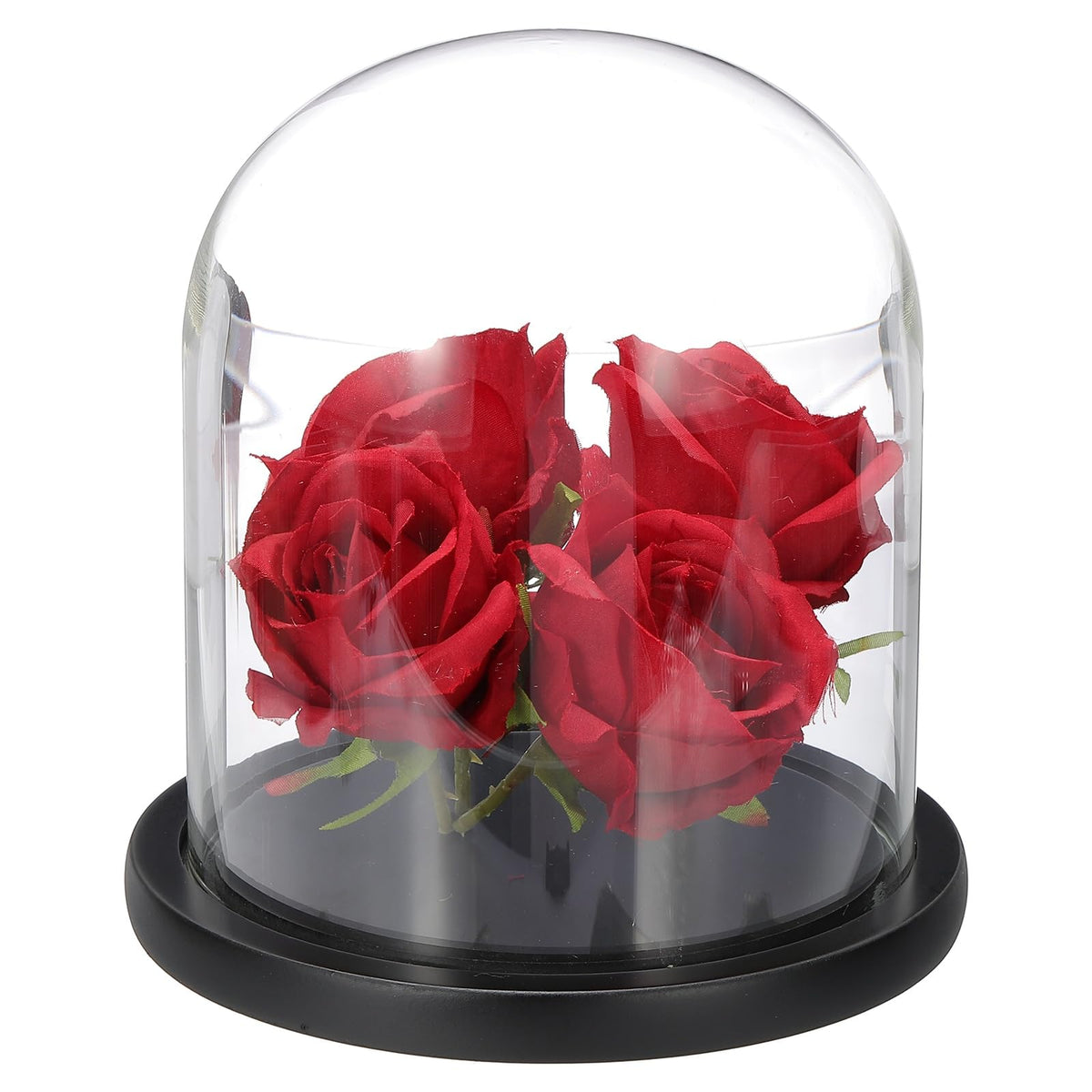 sourcing map Glass Cloche Display Dome, 6.6" x 5.9" Glass Dome Display Case Wood Base Tabletop Jar Case Decorative Bell Jar for Plant Home Decor