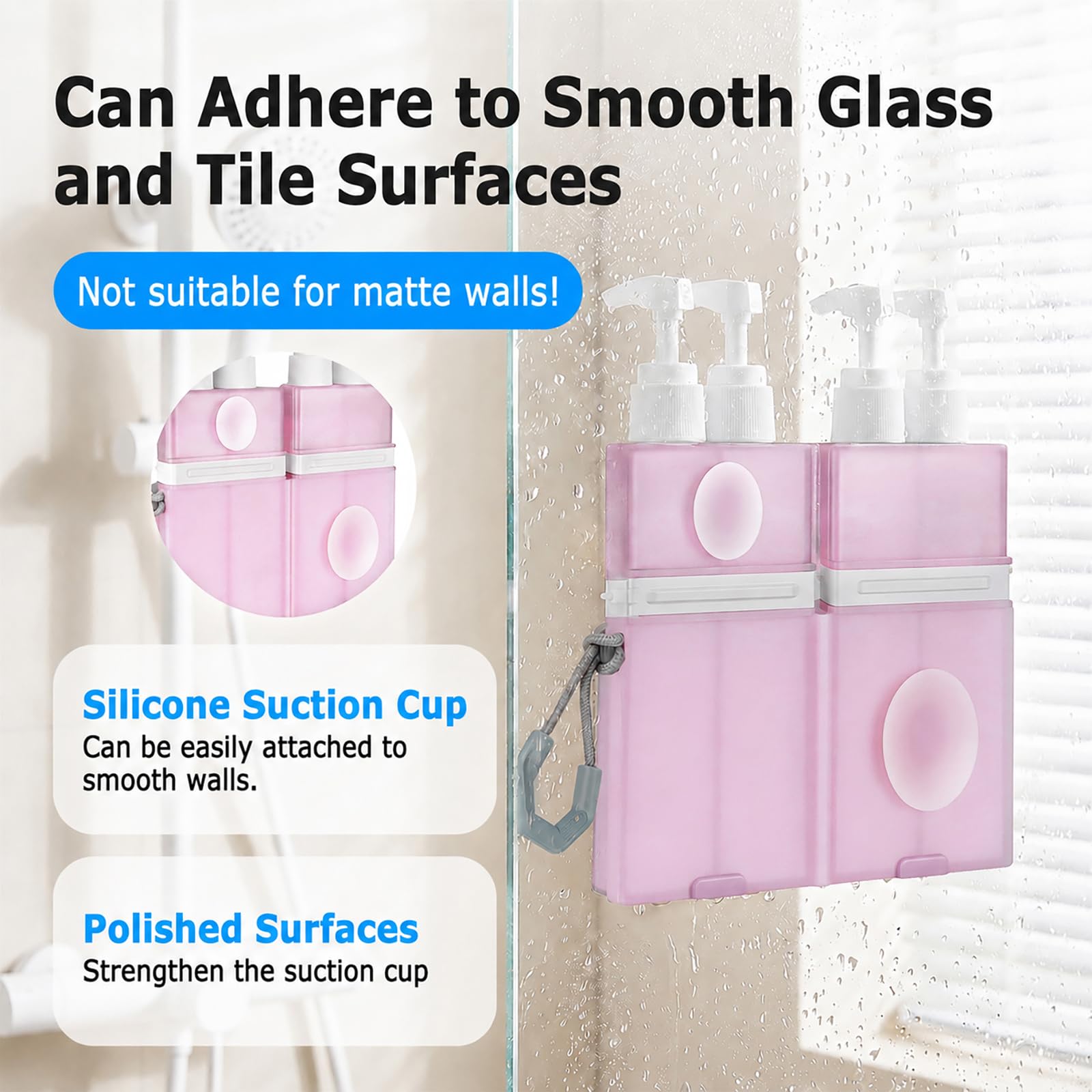 Yotako 4 in 1 Travel Dispenser with Suction Cup, TSA Leak Proof Silicone