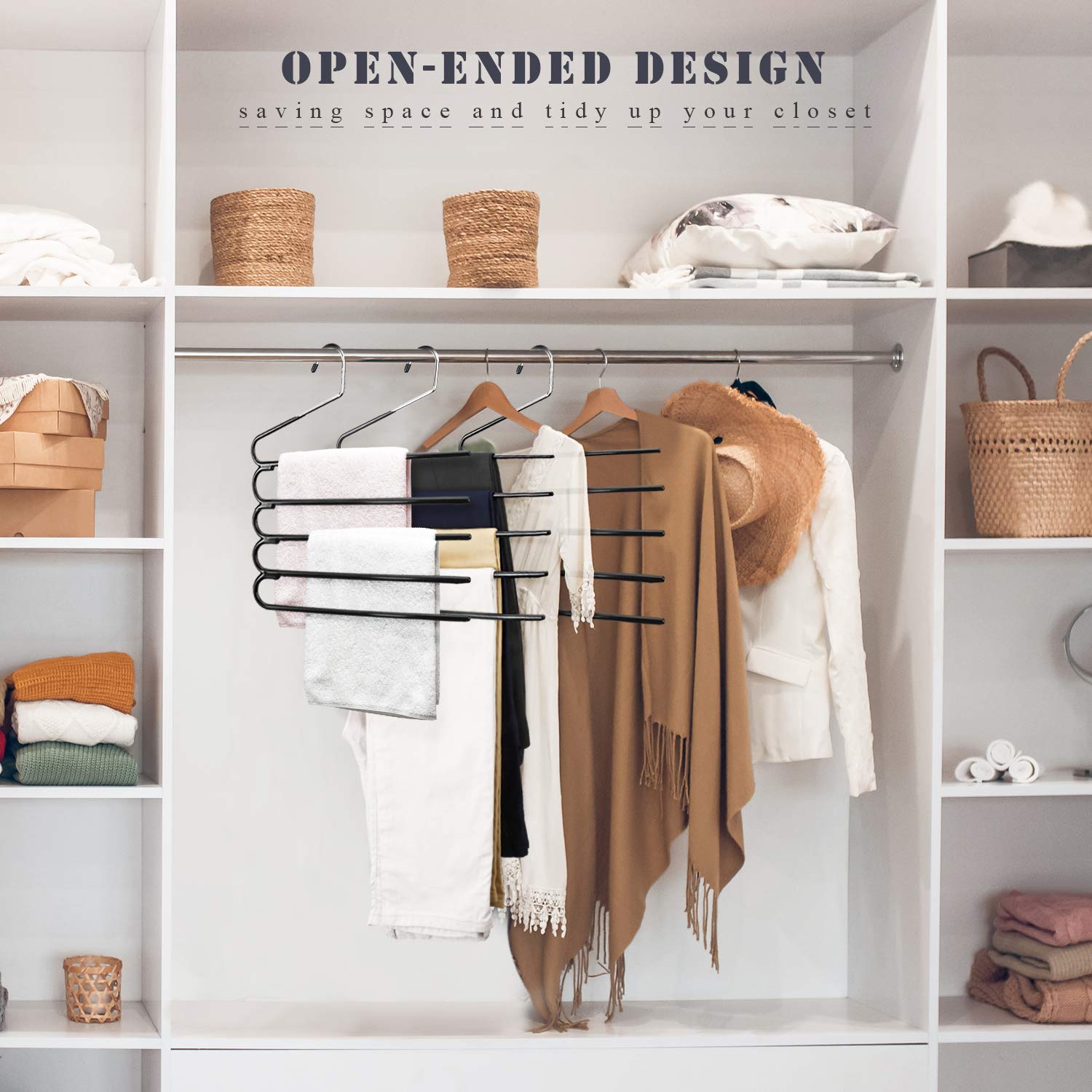 2 Pack Trouser Hangers, Multi-layer Coat Trouser Hanger Space-saving, Closet Stainless Steel Rack Space Saver