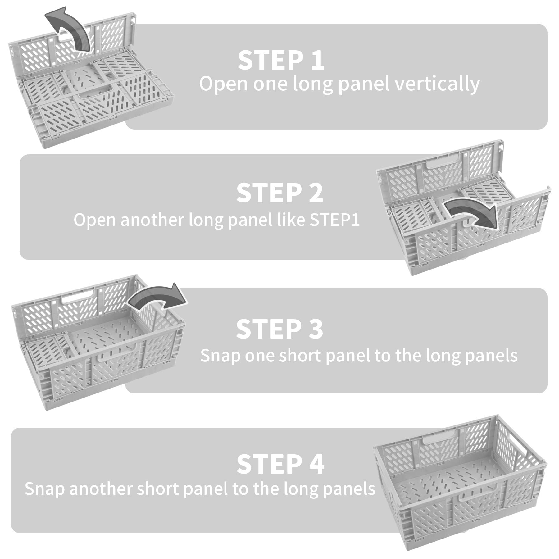 Spesh 2 Pcs Collapsible Storage Boxes Stackable Storage Baskets Folding Plastic Crates Foldable Crate Bins with Handles for Desk,Shelf,Cupboard