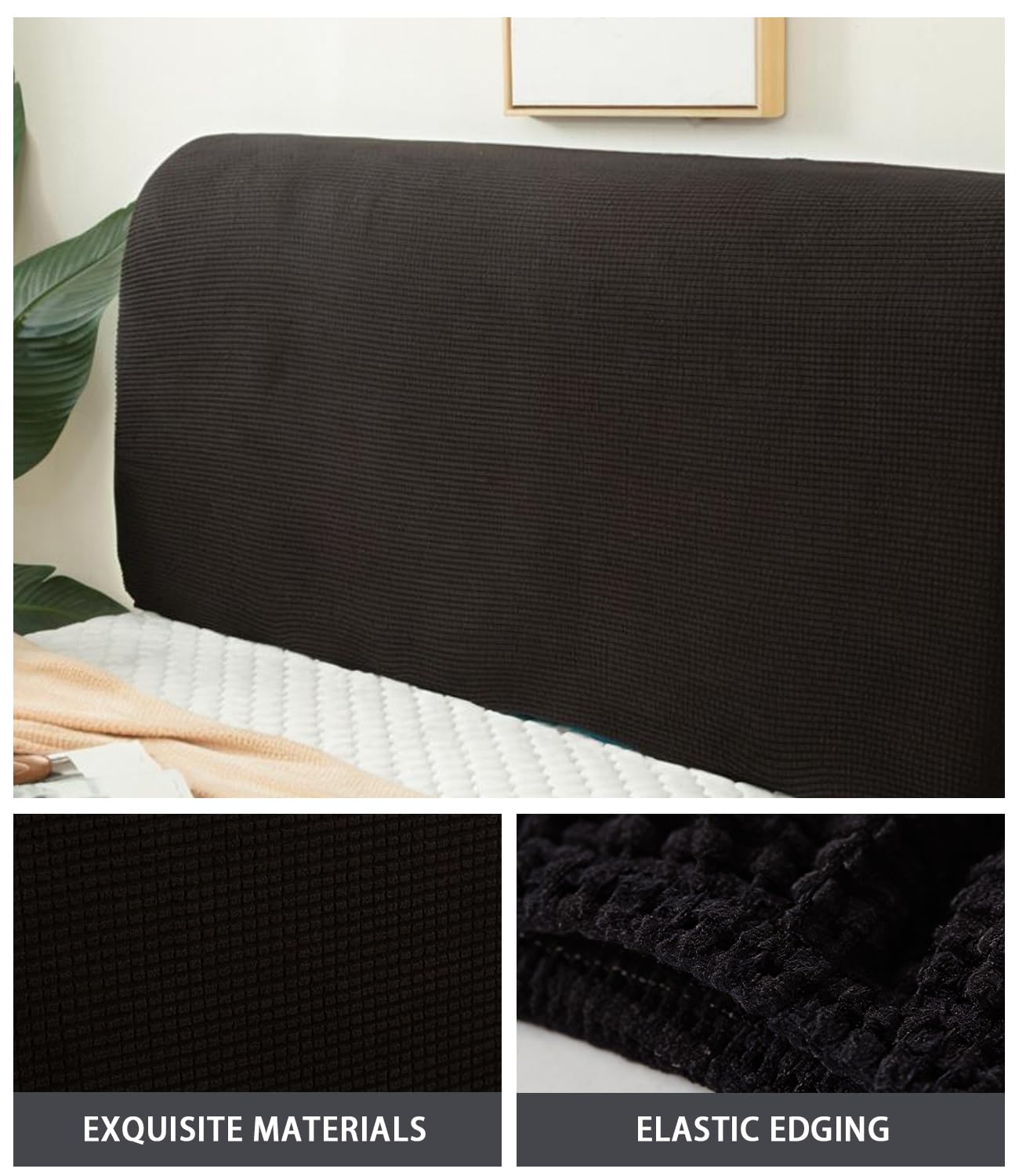 FANSU Headboard Cover for Single Double King Size Bed, Polar fleece Dustproof Headboard Wrap