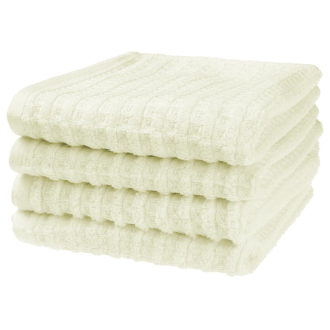 Uxcell 100% Cotton Home Soft Absorbent Hand Towels 35 x 80Cm, Waffle Weave Towel Sets for Bathroom, Kitchen White Pack of 4