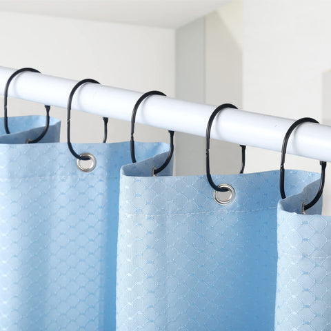 Goowin Shower Curtain Hooks, 12 Pcs Shower Curtain Rings Rust Proof Metal Oval Rings Clasp Closed Shower Curtain Rings for Bathroom Shower Rods