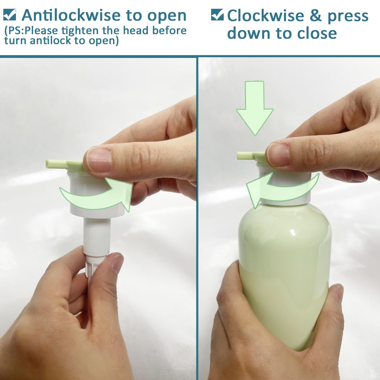 2Pcs, 300ML Empty Plastic Pump Bottles Dispenser - Apstaqeoo Portable BPA-Free Cylinder Shampoo Lotion Hand Pump Bottle Durable Body Wash Liquids