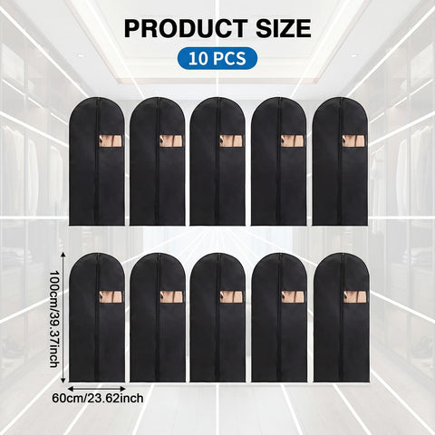 Xivicii 10Pcs Suit Bags for Men, Foldable Suite Covers, Waterproof Garment Protectors with Clear Window for Clothes Coats (60 * 100cm)