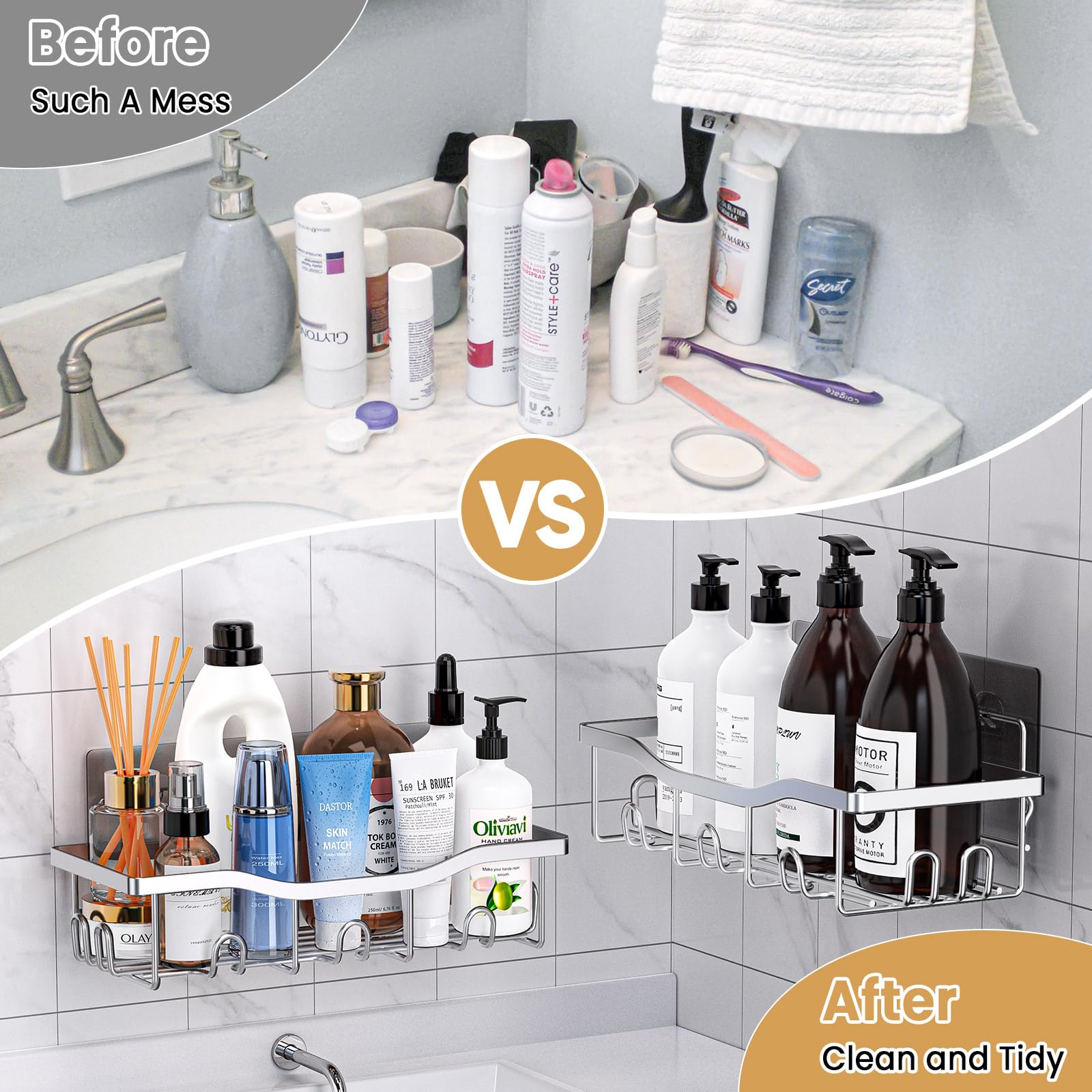 Deyhoc Rustproof Stainless Steel Shower Caddy 5 Pack - Silver