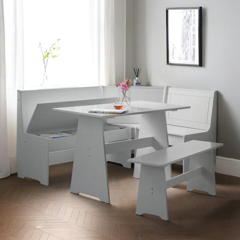 Julian Bowen Newport Corner Dining Set with Bench, Grey - H85.5 x W158cm
