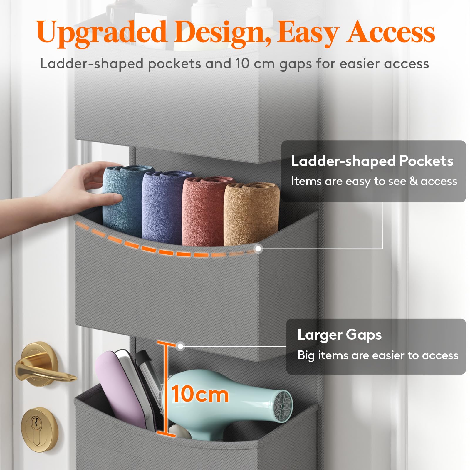 Lifewit Over the Door Storage, Wardrobe Storage Organiser, 4 Shelf, Gray
